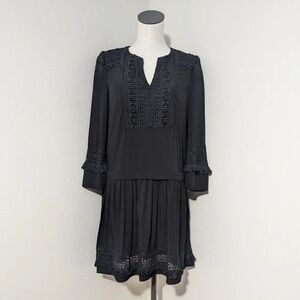 Tuckernuck Black Drop Waist Dress with Lace Accents